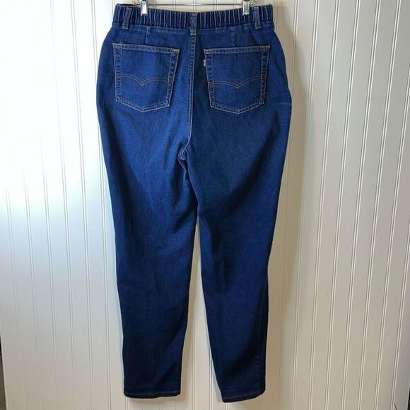 Levi's Denim Blue Jeans Women's 18 Average Elastic Waist Button Made In USA - Picture 4 of 8